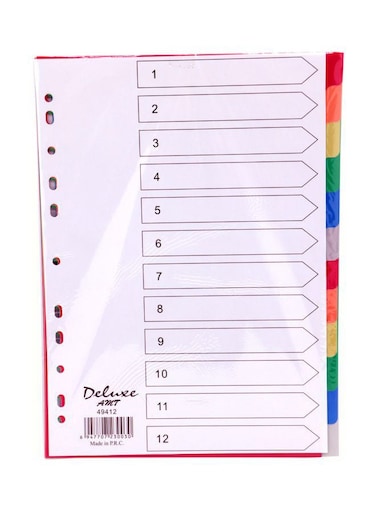 12-Tab PVC Color Divider &ndash; Durable Binder Index for Organized Filing &amp; Easy Reference