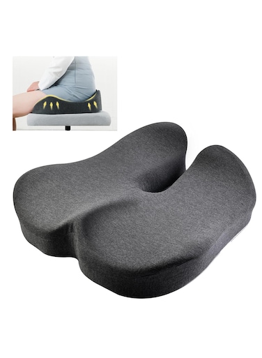 Seat Cushion for Office Chair Tailbone Pressure Relief Cushion Lower Back Sciatica Pain Relief Pillow Memory Foam Chair Cushions for Desk Chairs Car Seats Dark Grey.