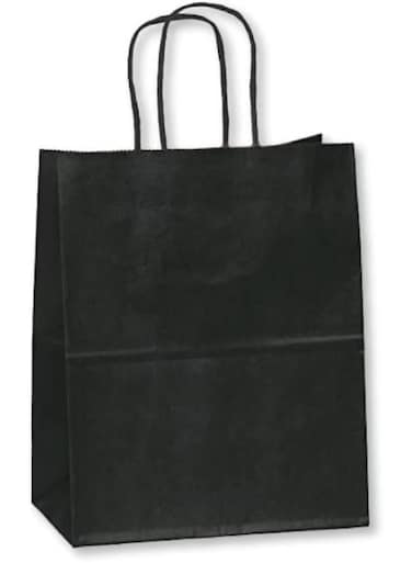 Packing Kraft Paper Party Bag with Twisted Handle 10-Pieces, Black
