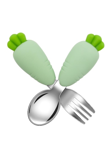 Toddler Fork and Spoon Set, 2 Pcs Stainless Steel Kids Cutlery Set Baby Fork and Spoon Childrens Utensils, Children Flatware Weaning and Learning to Use
