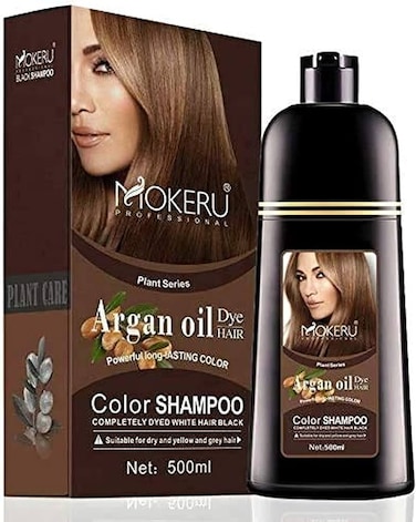 MOKERU ARGAN OIL  02- DARK BROWN COLOR SHAMPOO 500ML