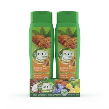 Feah Smooth Almond &amp; Honey Shampoo Twin Pack   400ml + 400ml
