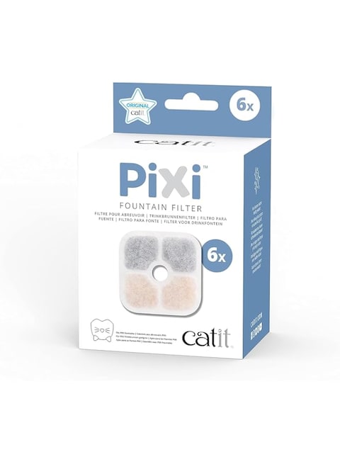 Catit PIXI Cat Drinking Fountain Original Filter, Official Replacement Triple Action Water Filter, 6-Pack, White