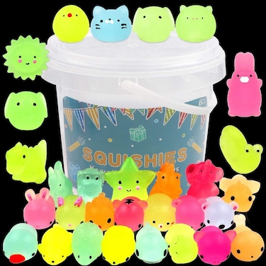 Mochi Squishy Toys 36 pcs Glow in the Dark Party Favors