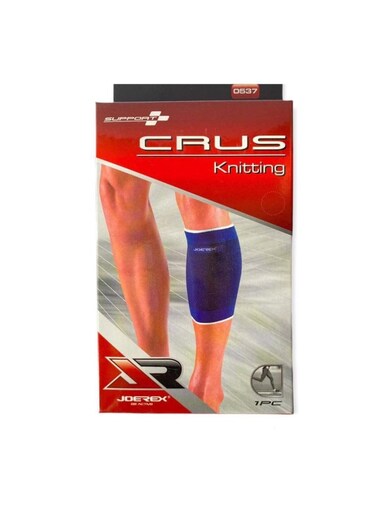 0537 Crus Brace (Small) &ndash; Blue Knitted Calf Support Sleeve for Compression &amp; Muscle Relief