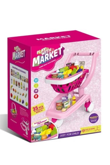 Play With Market Shopping Cart With 36 Pcs Accessories 922-151