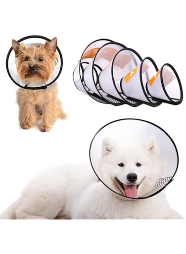 HOOTO Dog Cone Collar with Soft Edge Adjustable Protective Collars for Pet Flexible Plastic Cone for Dog After Surgery Dog Recovery Collar for Wound Healing XXS(Neck 18-22cm)