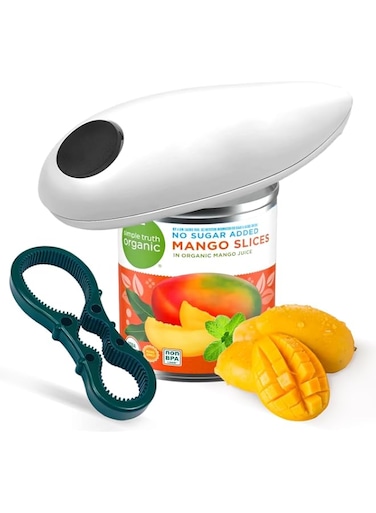 AMERTEER Electric Can Opener With Magnetic Lid Lifter - Automatic One Touch Can Openers For Most Of Standard-Size Pop-Top Cans, Smooth Edge Hands-Free Kitchen Gadget - Great Choice For Chef/Restaurant