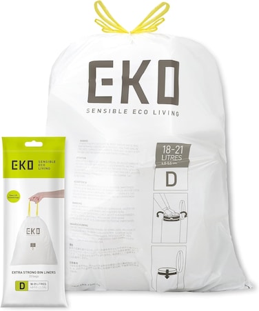 Orchid EKO 18&ndash;21L Drawstring Garbage Bags &ndash; 20 Extra-Strong Tear-Resistant Trash Bags, Easy Lift, Tie &amp; Carry