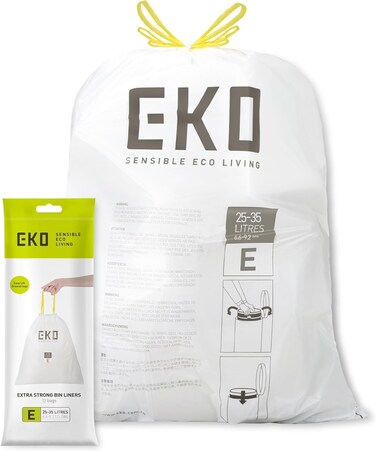 Orchid EKO 25&ndash;35L Drawstring Garbage Bags &ndash; 20 Extra-Strong Tear-Resistant Trash Bags, Easy Lift, Tie &amp; Carry