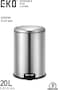 EKO 20L Pedal Bin Serene - Silver   Large Capacity Step Round Bin with Soft-Close Lid   Fingerprint-Resistant Finish   Removable Inner Liner   Bag Stabilizer