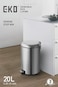 EKO 20L Pedal Bin Serene - Silver   Large Capacity Step Round Bin with Soft-Close Lid   Fingerprint-Resistant Finish   Removable Inner Liner   Bag Stabilizer