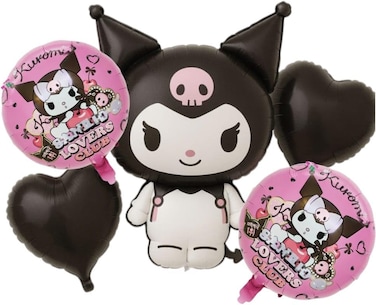 Kuromi Black Balloon Set-Kuromi Stuff Kawaii Cartoon D&eacute;corations-5 Pcs Of Foil Balloon Party Supplies