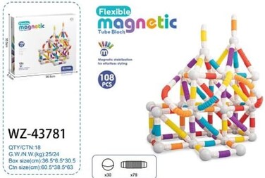Colorland-Flexible Magnetic Tube Block 108-Pcs Ch1456