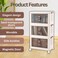 3 Tier Folding Storage Bins with Doors &ndash; Magnetic Door Foldable Storage Cabinet - Folding Storage Box with Leather Handles - Stackable and Collapsible Storage Containers for Toys, Pantry