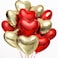 Red and Gold Heart Balloons, 12 Pack, 18 Inch, Foil, Helium Supported, Valentine's Day, Love, Balloons