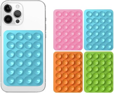 Silicone Suction Phone Case, 4 PCS Suction Phone Case Mount, Self-Adhesive, Removable, Handsfree Cell Phone Holder for Selfies and Videos, Hands-Free Mirror Shower Phone Holder
