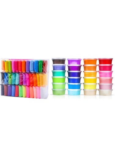 36 pcs air dry soft clay plus 24 pcs clear slime pack of 60 ideal for return and birthday gifts party favors