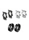 Men Women Jewelry Stainless Steel Clip On Non Piercing Earrings Hoop Spike Punk 3 Pairs