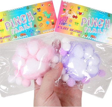 Squishy,Cat Paw Squishy Toys,Cat Paw Squeeze Toys,Cute Kawaii Squishies,Purple &amp; Pink Taba Squeeze Cat Paw Squishy Toy, Paw Squishy Funny Fidget Toys (Cat Paw) 2pcs