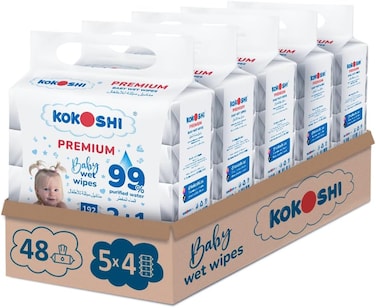 Kokoshi Baby Wet Wipes &ndash; 99% Pure Water &amp; Vitamin C &ndash; Hypoallergenic, Alcohol-Free, Fragrance-Free &ndash; 20 Packs &times; 48 (960 Total) &ndash; Ultra-Soft for Newborns &amp; Sensitive Skin