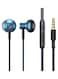 Baseus 6D Surround Sound In-Ear Earphones, 3.5mm Wired Earphones with Mic, Noise Isolating, Tangle-Free, Compatible with iPhone, MacBook, Android - Blue
