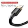 Baseus 200cm Lightning Cable - 2.4A Fast Charging, Durable TPE & Nylon Design, Compatible with Apple Devices, Gold/Black