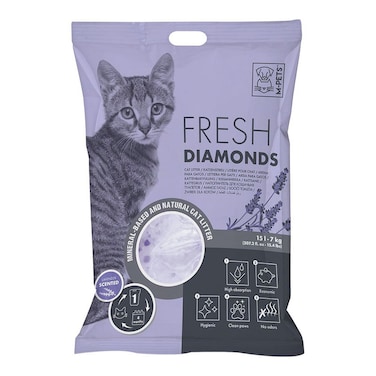 M-PETS Silica Gel Cat Litter 15L &ndash; Fresh Diamonds, Lavender Fragrance, Hygienic &amp; Low Tracking