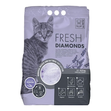 M-PETS Fresh Diamonds Silica Gel Cat Litter 5L &ndash; Lavender Scented, Odor Control &amp; Quick Absorbency