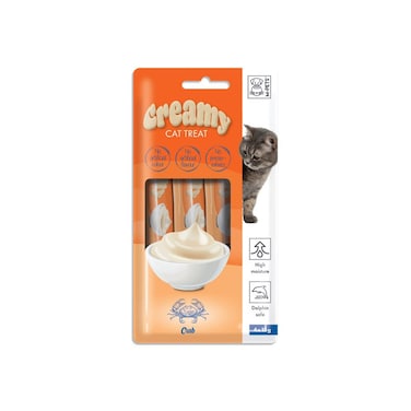 M-PETS Creamy Treats for Cats &ndash; Crab 4x15g (60g), Soft &amp; Delicious Snack