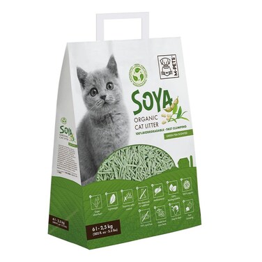 M-PETS Soya Organic Cat Litter 6L &ndash; Green Tea Scented, 100% Biodegradable, Super Absorbent