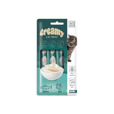 M-PETS Creamy Treats for Cats &ndash; Salmon &amp; Beef 4x15g (60g), Soft &amp; Nutritious Snack