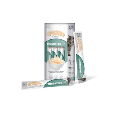 M-PETS Creamy Functional Cat Treats &ndash; Digestive Support &ndash; Lamb, Tuna &amp; Salmon 4x15g (60g)