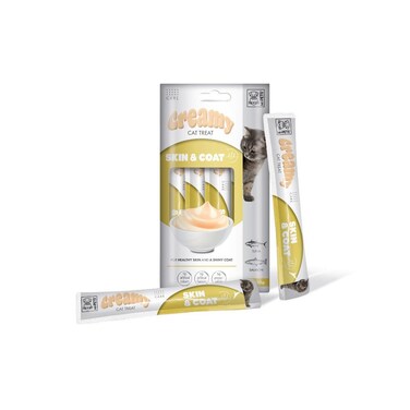 M-PETS Creamy Functional Cat Treats &ndash; Skin &amp; Coat Support &ndash; Tuna &amp; Salmon 4x15g (60g)