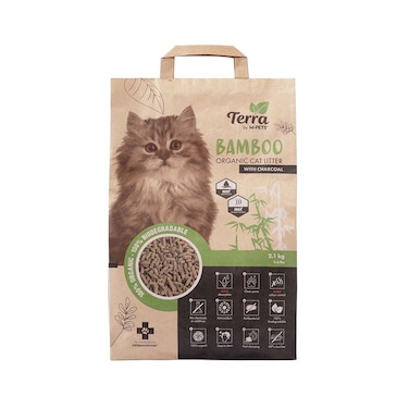 M-PETS Terra Bamboo Organic Cat Litter with Charcoal 5L &ndash; Fast Clumping &amp; Odor Control