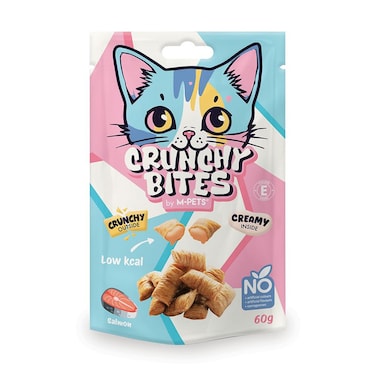 M-PETS Crunchy Bites Cat Treat &ndash; Salmon 60g, Tasty &amp; Healthy Snack for Cats