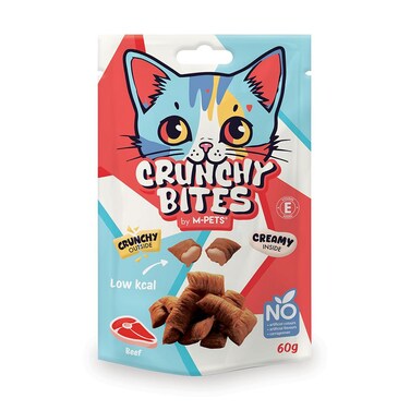 M-PETS Crunchy Bites Cat Treat &ndash; Beef 60g, Delicious &amp; Healthy Snack for Cats