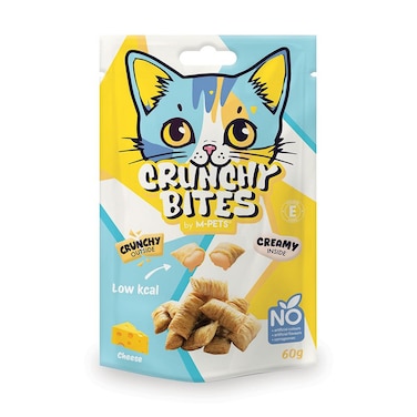 M-PETS Crunchy Bites Cat Treat &ndash; Cheese 60g, Tasty &amp; Healthy Snack for Cats
