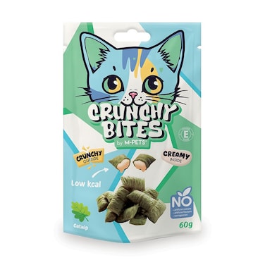 M-PETS Crunchy Bites Cat Treat &ndash; Catnip 60g, Irresistible Fun &amp; Healthy Snack