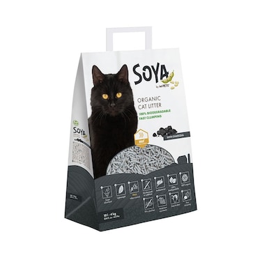M-PETS Soya Organic Cat Litter Charcoal 10L &ndash; 100% Biodegradable, Strong Odor Control &amp; Fast Clumping