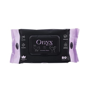 M-PETS Onyx Pet Wipes Lavender Scented 80pcs &ndash; Gentle Grooming Wipes for Dogs &amp; Cats