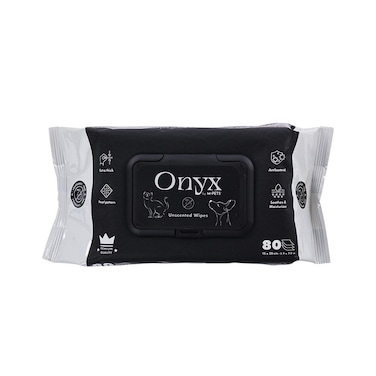 M-PETS Onyx Pet Wipes Unscented 80pcs &ndash; Gentle Fragrance-Free Grooming Wipes for Dogs &amp; Cats