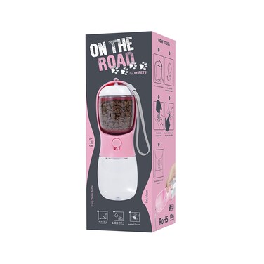 M-PETS On The Road 2in1 Water Bottle 300ml Pink