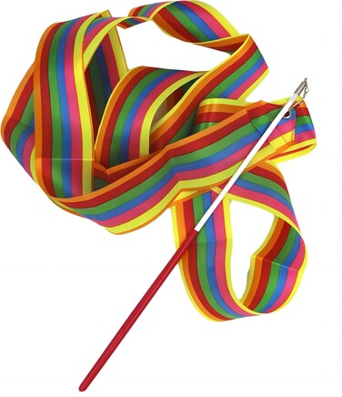 1PC 2M Kids Rainbow Gym Ribbon, Art Gymnastics Rhythmic Ribbon Twirling Baton Rod, Gymnastics Ribbon, for Artistic Dancing Gymnastics, Circus Carnival Show