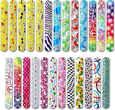 Slap Bracelets Party Favors For Kids 4-8 8-12 - 50Pcs Random Designs Return Gifts For Birthday Party Kids Party,Birthday Gifts, Toys for Classroom, Pinata Goodie Bags Stuffers, Giveaways Gift Bulk