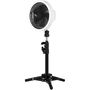 3-in-1 Portable Table Fan with LED Ring Light, Adjustable Stand, USB Rechargeable 10W Fan