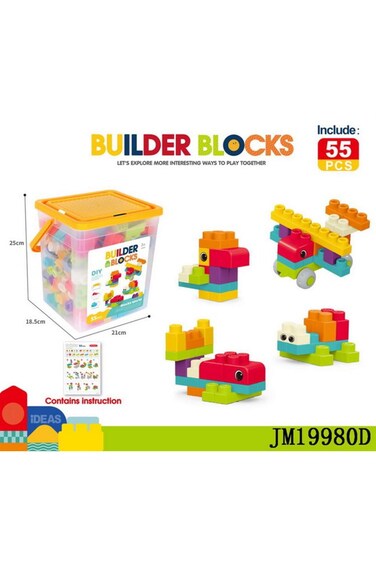 Kids Home Toys Builder Blocks with 55 Pcs Accessories 188-685A