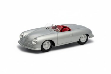 1:24 Scale Porsche Diecast Model Car - Classic Silver Vintage Replica with Red Interior