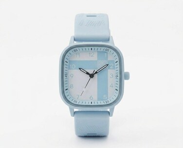 Girls Trendy Analog Wrist Watch with Square Dial &ndash; Casual Fashion Watch with Soft Strap-Light Blue