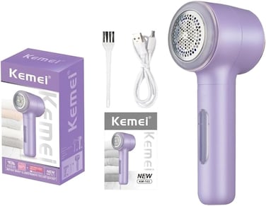 emei Rechargeable Fabric Shaver and Lint Remover &ndash; Electric Sweater Defuzzer with Stainless Steel Blades, Honeycomb Mesh &ndash; Portable Clothes Shaver for Wool, Couch, Curtains, Blankets &ndash; KM-165